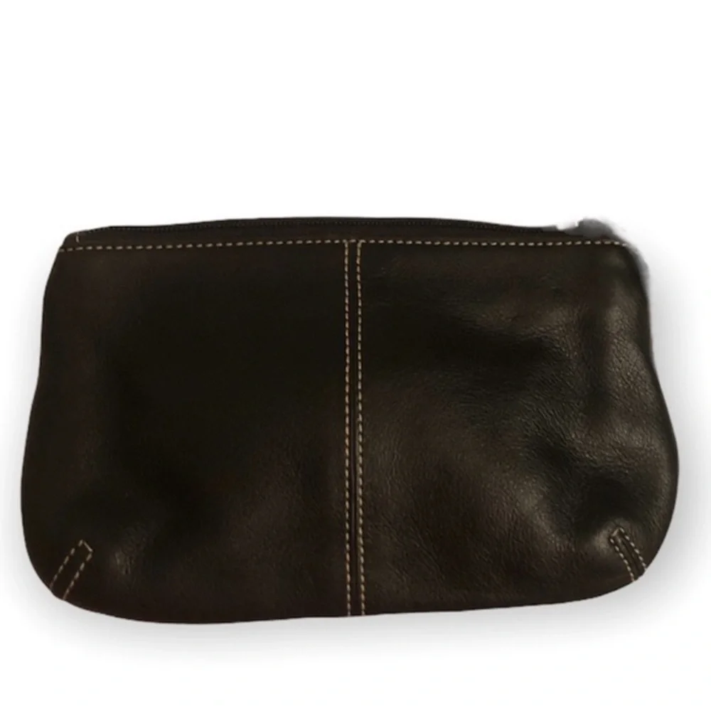 Coach black leather wristlet bag